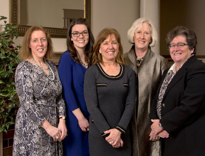 l-r: Dr. Mary Kelley, Johanna DeBari, Marty Sink, Mary-Ellen Fleeger, KSC President Anne Huot