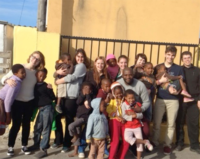 The Honors students make some friends in the Cape Town townships.