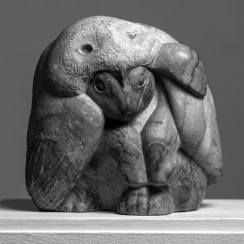 Amy Boemig, "Rabbit as Owl," marble sculpture