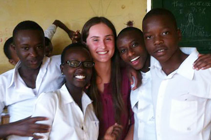 Kelly Christianson with friends in Rwanda