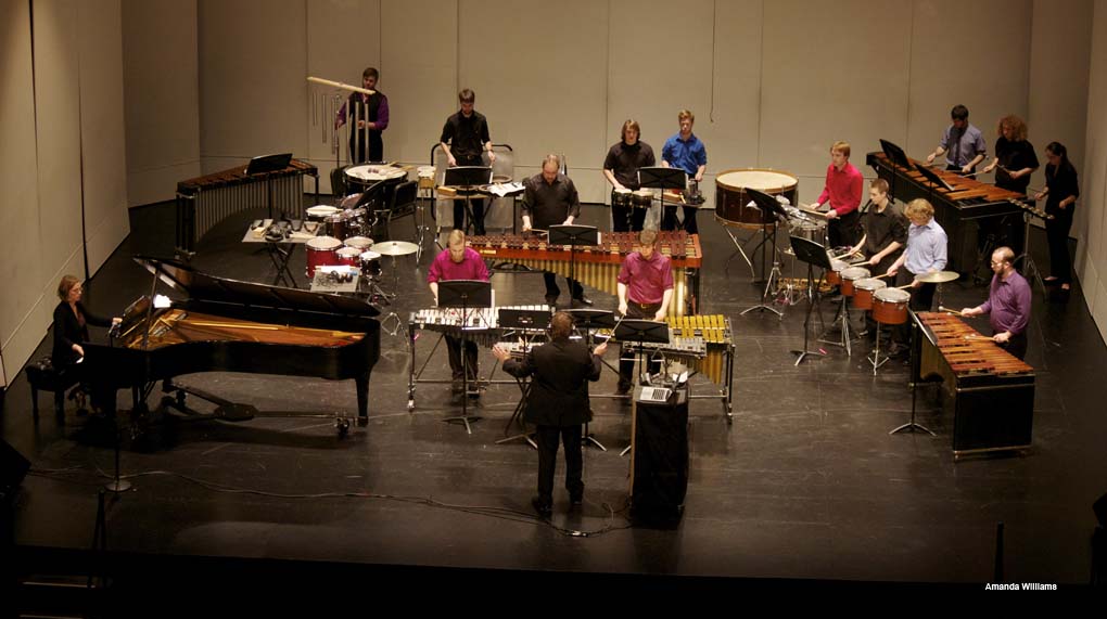 KSC faculty member Chris Swist directs the Percussion Ensemble.