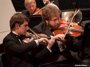 The KSC Orchestra provides an opportunity for string instrument students to play in concert.