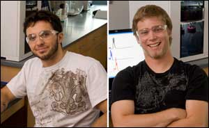 Andrew Abeleira (left) and Jacob Meier, two of the Chemistry Department's shining stars