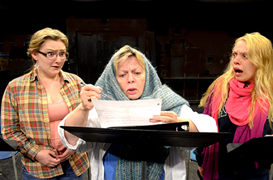 Keene State Theatre actors (from left) Arienne Stearns, PeggyRae Johnson, and Katherine Wadleigh perform in last year’s The Premiere Series.