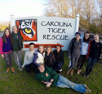 Keene State students at the Carolina Tiger Rescue