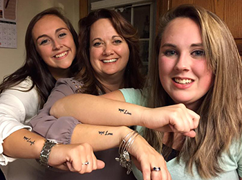 Mother and daughters = three proud Owls: Taylor Daigle, Deb Williams, and Jami Daigle