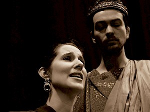 Keene State College students (from left) Heather Hunt and Kenon Veno perform "Antigone" on March 1, 2 and 5 as part of the Greek trilogy project.