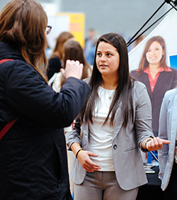 Bruna DePaula ’16, back at Keene State, this time as a representative of Enterprise Rent-a-Car at the spring career fair
