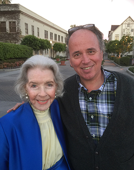Marsha Hunt and Roger Memos ’79 at Paramount Studios, where Marsha got her start in 1935.