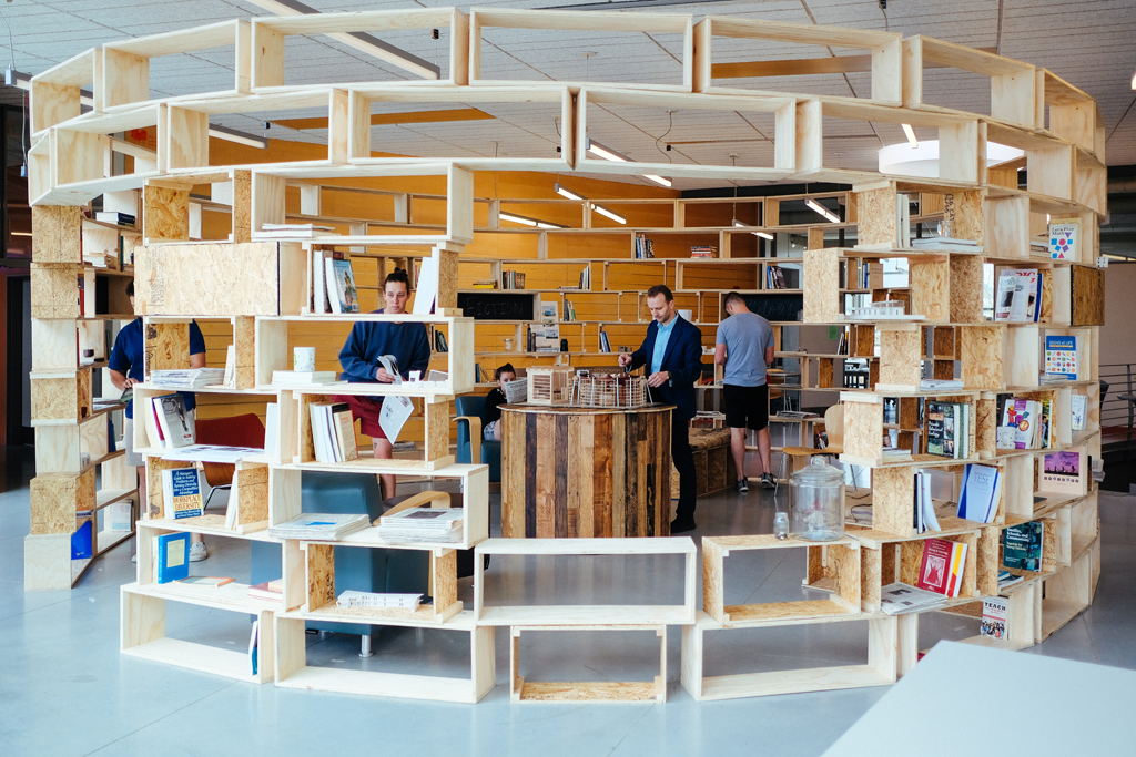 A coffee shop designed and constructed by architecture students on the second floor of the TDS Center. Photo by Will Wrobel