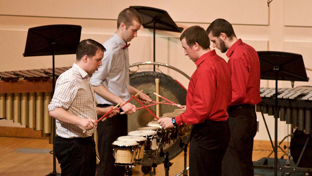 Students perform in the Percusion Ensemble.
