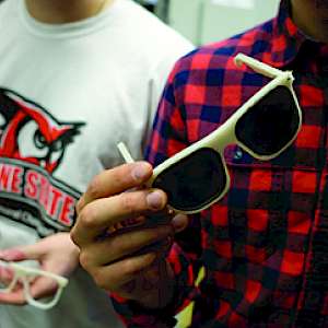 A pair of sunglasses the students made.