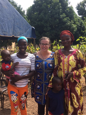 Lucia Martin ’17 with some of her host family in Burkina Faso