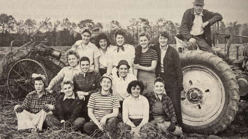 Farm workers were scarce during World War II, so these Keene Teachers College students helped pick potatoes.