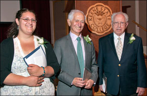 The 2012 Susan J. Herman Award for Leadership in Holocaust and Genocide Awareness recipients (from Left to Right) Danielle Flaherty, Fred Schwartz, and Stephen Lewy.