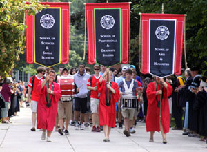 The 2012 New Student Clap-in along Appian Way.