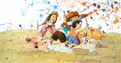 "Morris the Artist," written by Lore Segal. Illustrated by Boris Kulikov. Copyright: 2003. Published by Frances Foster Books