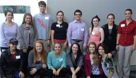 (Back row, l-r) Emily DeAngelis, Danielle St. Amand, Kenneth Ballou, Dr. Sandra Howard (chapter advisor), David Parker, Lauren Weiner, Kerri McCormack, Brittney Fournier (Front row, l-r) Ariel Hamilton, Hannah Hall, Samantha McCloghry, Kaitie Hart, Amanda Williams, Elizabeth Fecto