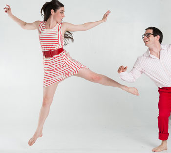 Doug Elkins Dance troupers have fun with a new comic movement piece, "Hapless Bizarre."