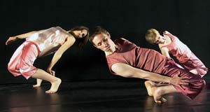 Keene State College students (from left) Jillian Davey, Adam Berube, and Val Snowdon perform in An Evening of Dance