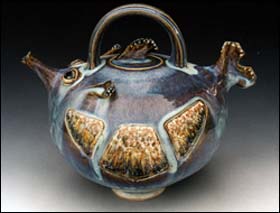 Warrior Blowfish, a stoneware teapot by Glenn MacInnis of Auburn, N.H.
