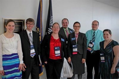 L–R: Kate Ramsey (Shaheen staff), Brian Fanning (UNH), Cynthia Velez (SNHU), KSC alumn Sean Meagher (NHMEA State Editor and Advocacy Chair), KSC Associate Professor Sandra Howard (NHMEA President), NHMEA Executive Director Eric Kobb (Cooperative Middle School in Stratham), and KSC senior music education major Samantha Fowler.