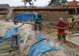 KSC students helping out with a building project