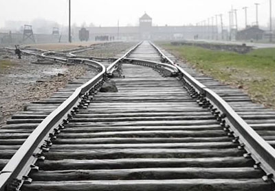 The entrance gateway to Auschwitz-Birkenau