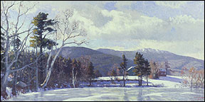 "Monadnock in Winter," an oil painting by   Richard Meryman, is among the artworkin the exhibit On Gilded Pond: The Life and Times of the Dublin Art Colony.