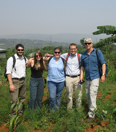 The Communicorps design team on site in Rwanda (l–r): Mike Kelly,  Darcy Stebbins, Fiona Laurie, Adam Beaulieu, Peter Temple