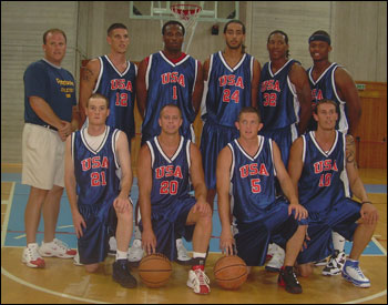 Front:  Cam Stewart (RIC), Kevin Ritter (KSC), Matt Hickey (KSC), Jamie Crawford (Lasell) Back: Coach Rob Colbert (KSC), Brad Caravoulis (Lasell), Otis Thompson (Mt. Ida), Jose Guitian (Lasell), Travon Little (KSC), Kaseem Johnson (RIC)