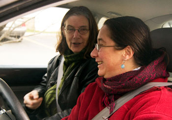Renate Gebauer (left) and Mary Jensen try to car pool at least once a week.