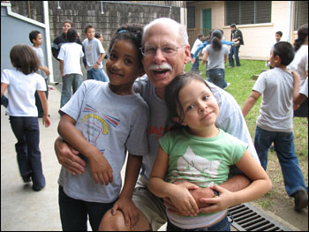 Coach Butcher with kids in Costa Rica