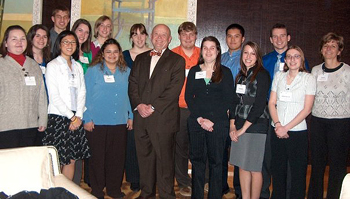 The Student Affiliates with ACS President Thomas H. Lane (center) and KSC’s Molly Croteau (to the right of him)