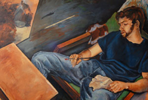 This oil painting by Peter Kutcher ’09 will be among the artwork in Emerging Art, the annual Keene State Art Students’ Exhibition.