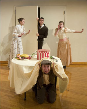 (from left) Jaime Pearsons, Kade Hill, Allison Relihan, and Ethan Selby (under the table)