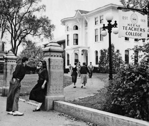This photograph of a couple in front of Hale Building in 1953 is among the original photographs and memorabilia in the exhibit