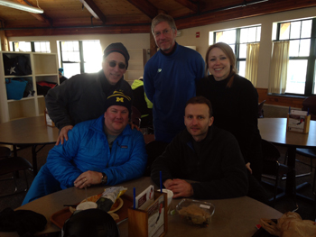 Pete Stevenson (Sociology), Michael Welsh (Political Science), Angela Barlow (Sociology), Larry Welkowitz (Psychology), and Bart Sapeta (Architecture) participate in the annual KSC "Innovative Ideas and Ski Conference" at Mt. Sunapee.