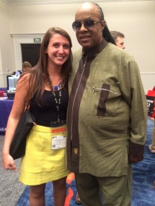 Alyssa Marinaccio meets Stevie Wonder at the CSUN Conference.