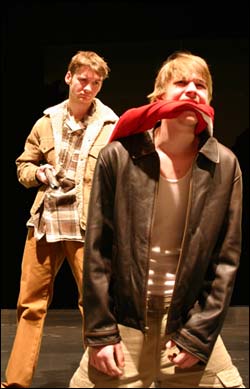 Cast members of A Lie of the Mind  (from left) Ryan Ouellette as Mike, and Will Adams as Jake.