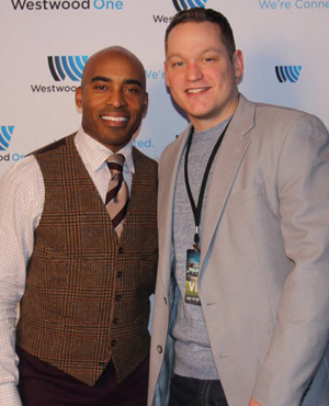 John Tyranski (right) with retired NFL player, Tiki Barber at Cumulus Media’s “Big Game Party” at Best Buy Theater in NYC.  This event gathered Cumulus-NY radio listeners, clients, and industry professionals for a pre-super bowl event.