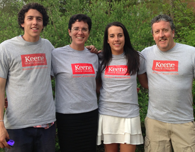 The four Fortiers!  (l–r):  Sean Fortier ’14, Sue Fortier ’86, Laryssa Fortier ’15, Steve Fortier ‘86