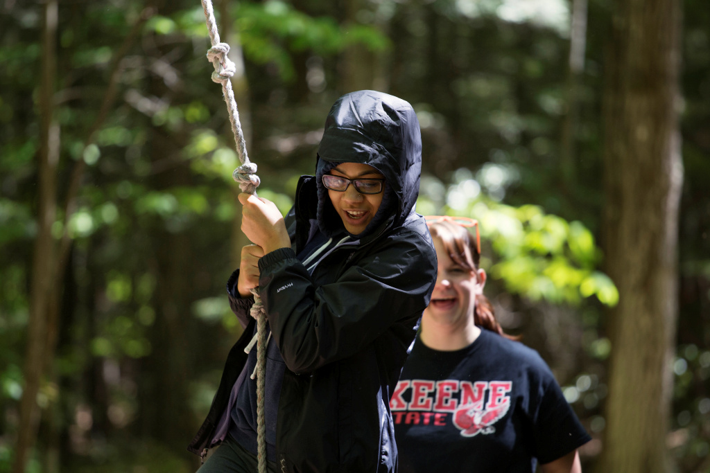 SUMO (Summer Momentum) students on the ropes course at Camp Takodah. Photo by Will Wrobel.