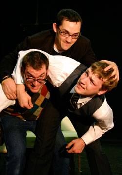 Keene State Theatre actors (clockwise from left) Scott Rodenhauser, Greg Parker, and Aaron Howland.