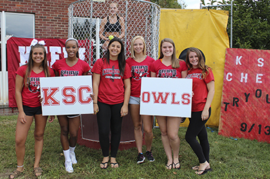 The KSC Cheeerleaders' dunk tank attracted new members and donations.