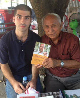 Alex Habibi ’15 in Cambodia with Lok Chum Mey, author and survivor of the genocide under the Khmer Rouge in the 1970s.