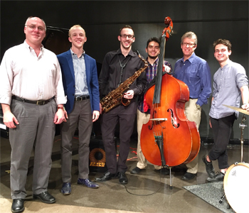 Music Professor Craig Sylvern (left) with the the Jason Kaplan Jazz Quartet at the Florida State University SaxoFest