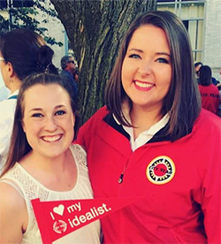 Alyson Schaffrick ’15 (right) at her city year graduation with her sorority sister Kelley Meyer '14