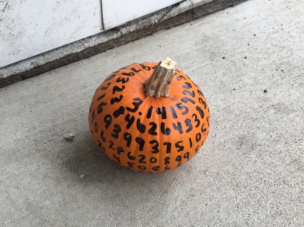 The Math Department's pi pumpkin. Photo by Beverly Ferrucci.