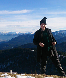 Film major/German minor Mikhail Lavrentyev, high in the Bavarian Alps